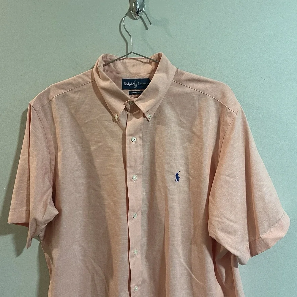 Polo Ralph Lauren ClassicFit Button Down Casual Orange Collared Shirt XL